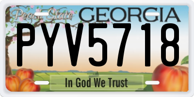 GA license plate PYV5718