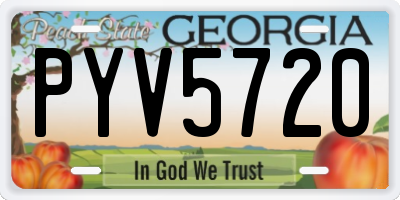 GA license plate PYV5720