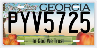GA license plate PYV5725