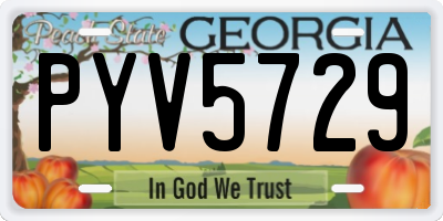 GA license plate PYV5729