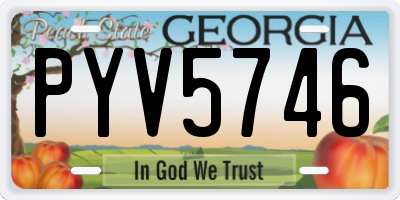 GA license plate PYV5746
