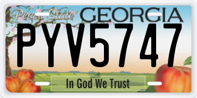 GA license plate PYV5747
