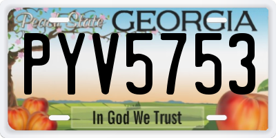 GA license plate PYV5753