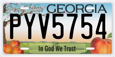 GA license plate PYV5754