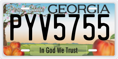 GA license plate PYV5755