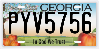 GA license plate PYV5756