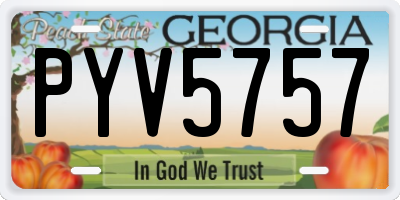 GA license plate PYV5757
