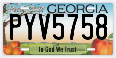 GA license plate PYV5758