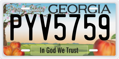 GA license plate PYV5759