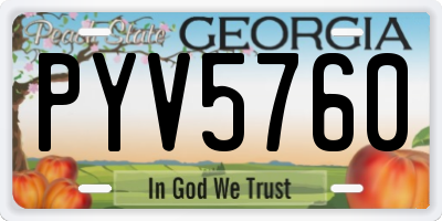 GA license plate PYV5760