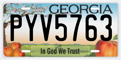 GA license plate PYV5763