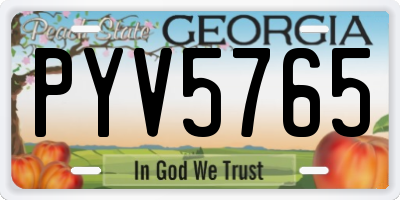 GA license plate PYV5765