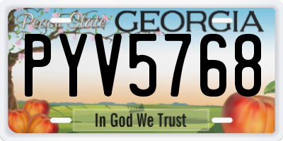 GA license plate PYV5768
