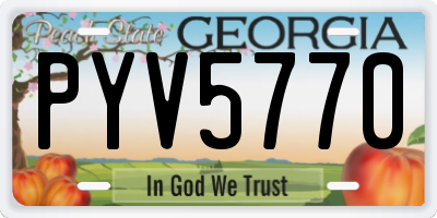 GA license plate PYV5770