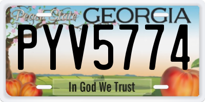 GA license plate PYV5774