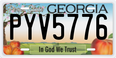 GA license plate PYV5776