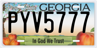 GA license plate PYV5777