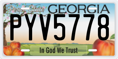 GA license plate PYV5778