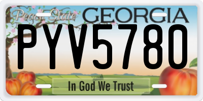 GA license plate PYV5780