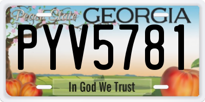 GA license plate PYV5781