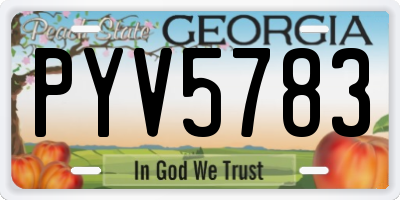 GA license plate PYV5783