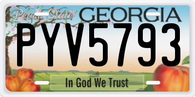 GA license plate PYV5793