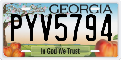 GA license plate PYV5794