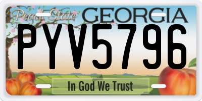 GA license plate PYV5796