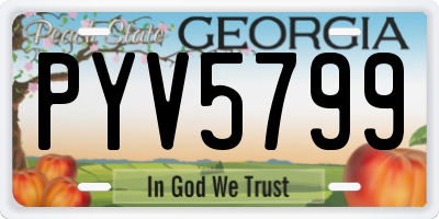 GA license plate PYV5799