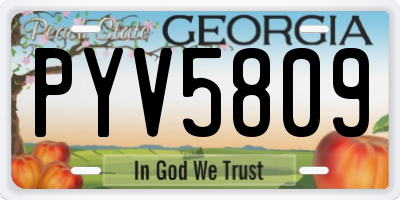 GA license plate PYV5809
