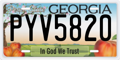 GA license plate PYV5820