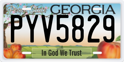 GA license plate PYV5829