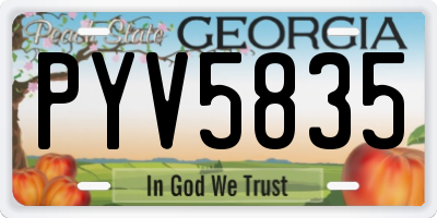GA license plate PYV5835
