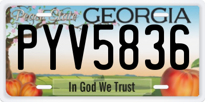 GA license plate PYV5836