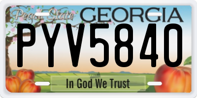 GA license plate PYV5840