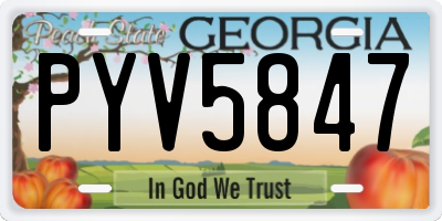 GA license plate PYV5847