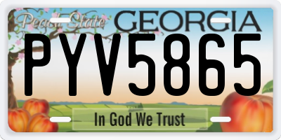 GA license plate PYV5865