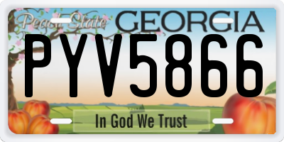 GA license plate PYV5866