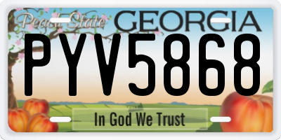 GA license plate PYV5868