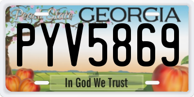 GA license plate PYV5869
