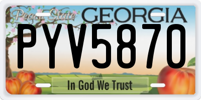 GA license plate PYV5870