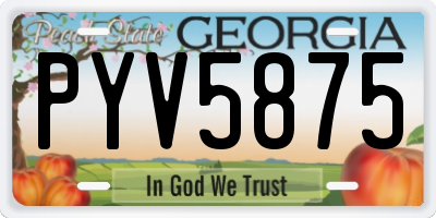 GA license plate PYV5875