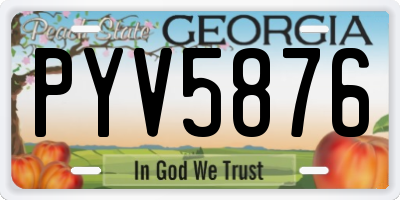 GA license plate PYV5876