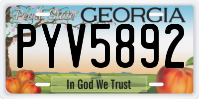 GA license plate PYV5892