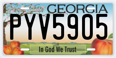 GA license plate PYV5905