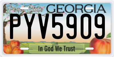 GA license plate PYV5909