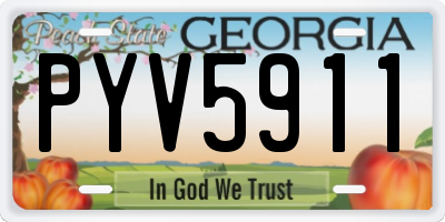 GA license plate PYV5911