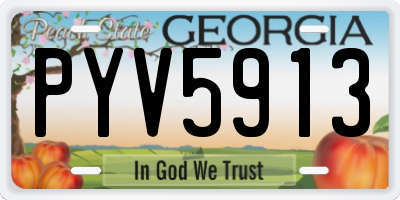 GA license plate PYV5913