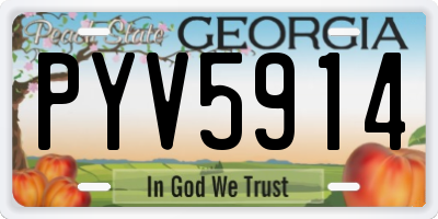 GA license plate PYV5914