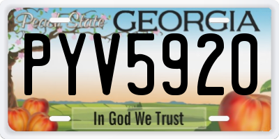 GA license plate PYV5920